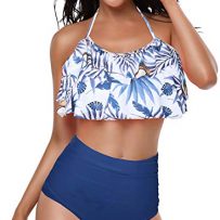 Sixyotie Femme Maillot de Bain Deux Pi/èces Bikini Set /à Rembourr/é Rayures Halterneck Et/é
