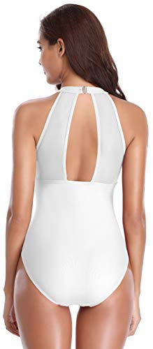 SHEKINI Maillot de Bain Femme 1 Pièce Amincissant Elegant Bikini Body Guide Monokini Vintage Taille Haute Transparent… – Image 10