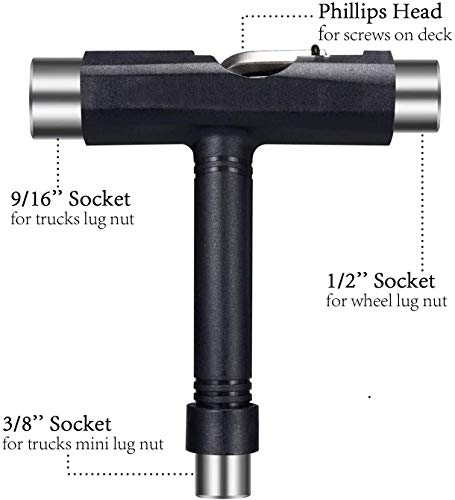 Arespark Tout en Un Outils de Skateboard Portable en Forme de T Améliorée avec clé de Type T et Tournevis Phillips de… – Image 3