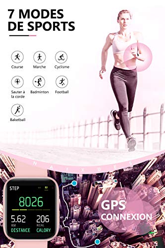 Montre Connectée Femme Smartwatch Fitness Sport Étanche IP67 avec