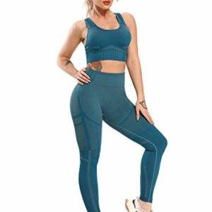 INSTINNCT Collant Running Femme sans Couture Legging Sport Push Up Motif Jacquard Pantalon Sport Collant Compression Slim pour Fitness Gym Yoga