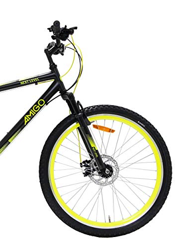 VTT, Eurobike X1 VTT 27,5 pouces pour homme, cadre 17 pouces, 21 vitesses,  freins à double disque, vélo adulte jaune