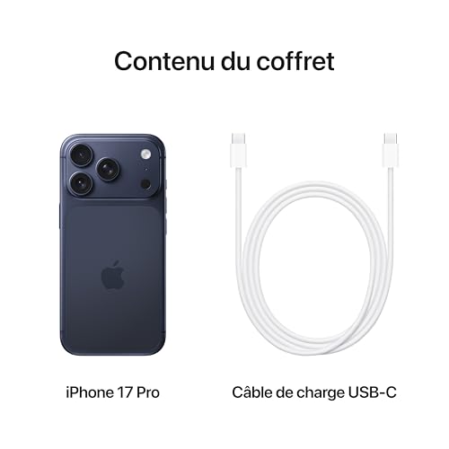 Apple iPhone 17 Pro 256 Go : Écran 6,3 pouces avec ProMotion jusqu’à 120 Hz, Puce A19 Pro, Autonomie prodigieuse, Système caméra Pro Fusion avec caméra avant Center Stage ; Bleu intense – Image 7