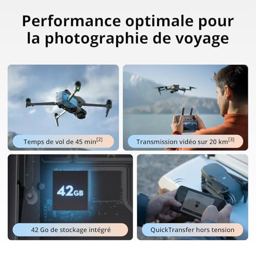 Bundle Fly More DJI Air 3S (radiocommande RC 2 avec écran), drone avec caméras grand-angle CMOS 1'' & télé moyenne pour adultes, 4K/60 ips, détection omnidir. et 3 batteries pour un temps de vol accru – Image 7