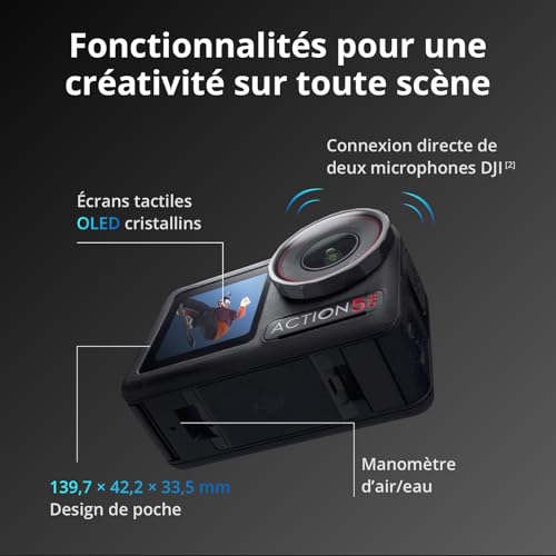 DJI Bundle Essentiel Osmo Action 5 Pro, Caméra Étanche avec Capteur 1/1,3", Vidéo 4K/120 IPS, Suivi de Sujet, Stabilisation, Double Écran Tactile OLED, Caméra d’Action 4K Idéale pour Sports, Vlog – Image 4