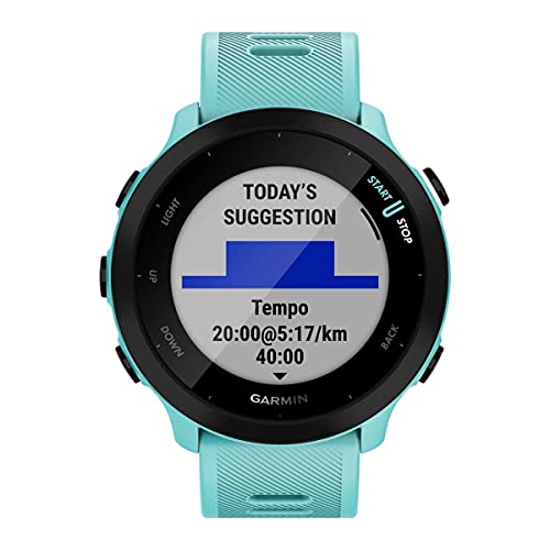 Garmin – Forerunner 55 - Montre GPS Multi-activités Running avec Fonctions d’Entrainement Coach et Cardio au Poignet – Vert d’Eau – Image 4