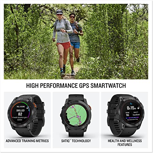 Garmin fēnix 7X Pro, Solar - Montre GPS Multisports connectée – Gray avec Bracelet Noir – Boîtier 51 mm – Image 6