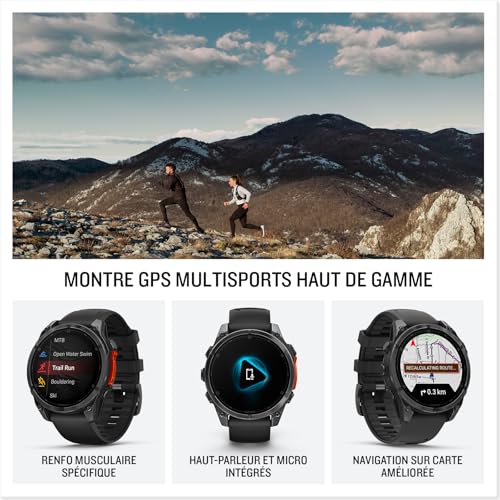 Garmin fēnix® 8 – Montre GPS Multisports AMOLED - Gray avec Bracelet en Silicone Noir – 47 mm – Image 4