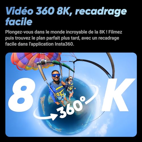 Insta360 X4 - Caméra d'action 360° 8K étanche, vidéo grand angle 4K, effet de perche à selfie invisible, protège-objectifs amovibles, 135 min d'autonomie, édition IA, stabilisation, pour sport, voyage – Image 3