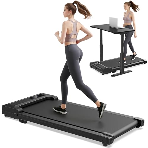 Tapis de Marche Course Walking Pad - Bureau Compact Petit Mini Treadmill Home Maison Courses Silencieux Portable Roulant Motorise Electrique Machine Vitesse Réglable 6KM/H avec Télécommande et LED