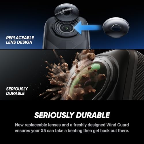 Insta360 X5 - Waterproof 8K 360° Action Camera, Leading Low Light, Invisible Selfie Stick Effect, Rugged and Replaceable Lens, 3-Hour Battery, Built-in Wind Guard, Stabilization, Triple AI Chip Design – Image 6