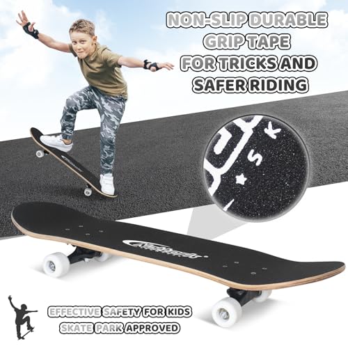Nattork 31 Inch Complete Skateboard, Standard Skateboards for Beginners, Wood 9 Layer Canadian Maple Trick Skate Boards for Boys Girls Youth Teens Adults – Image 3