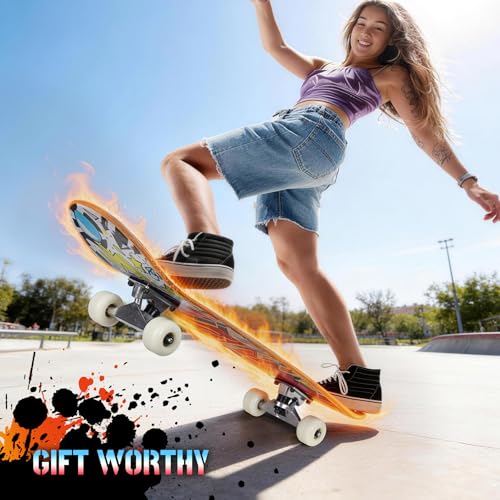 Pro Complete Skateboards for Beginners Girls Boys Kids Youths Teens Adults 31"x8" Skate Boards 7 Layers Canadian Maple Double Kick Deck Concave Longboard – Image 6