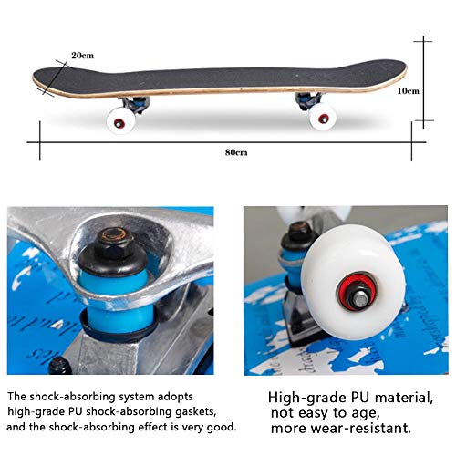 Standard Skateboards for Beginners Kids Boys Girls Youths Adults Starter-Complete Skate Boards 31''x 8'' Maple Wood Skateboard – Image 3